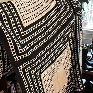 55” x 55” Geometric Black and White Italian Polyester Scarf Wrap